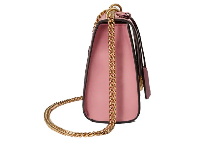 (WMNS) GUCCI Padlock Metallic Leather Chain Shoulder Messenger Bag Pink Candy 409486-AP00G-5808