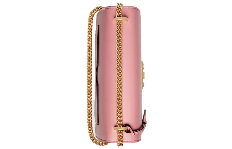(WMNS) GUCCI Padlock Metallic Leather Chain Shoulder Messenger Bag Pink Candy 409486-AP00G-5808
