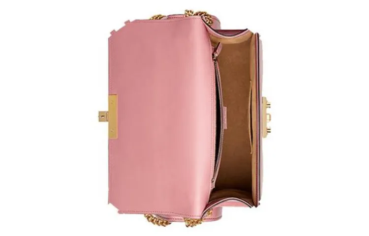 (WMNS) GUCCI Padlock Metallic Leather Chain Shoulder Messenger Bag Pink Candy 409486-AP00G-5808