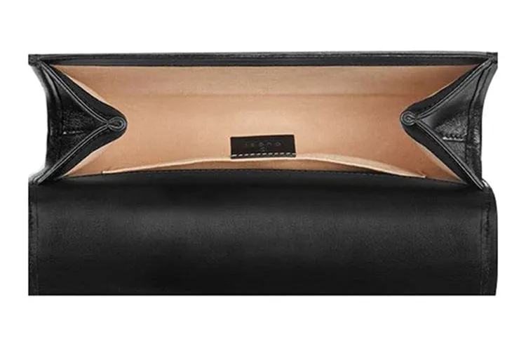 (WMNS) GUCCI Rajah Enamel Tiger Head Stripe Webbing Leather Chain Shoulder Messenger Bag Black Retro 564697-0OLKX-8389
