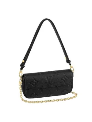 Women's Ivy Monogram Empreinte Chain Shoulder Bag Black