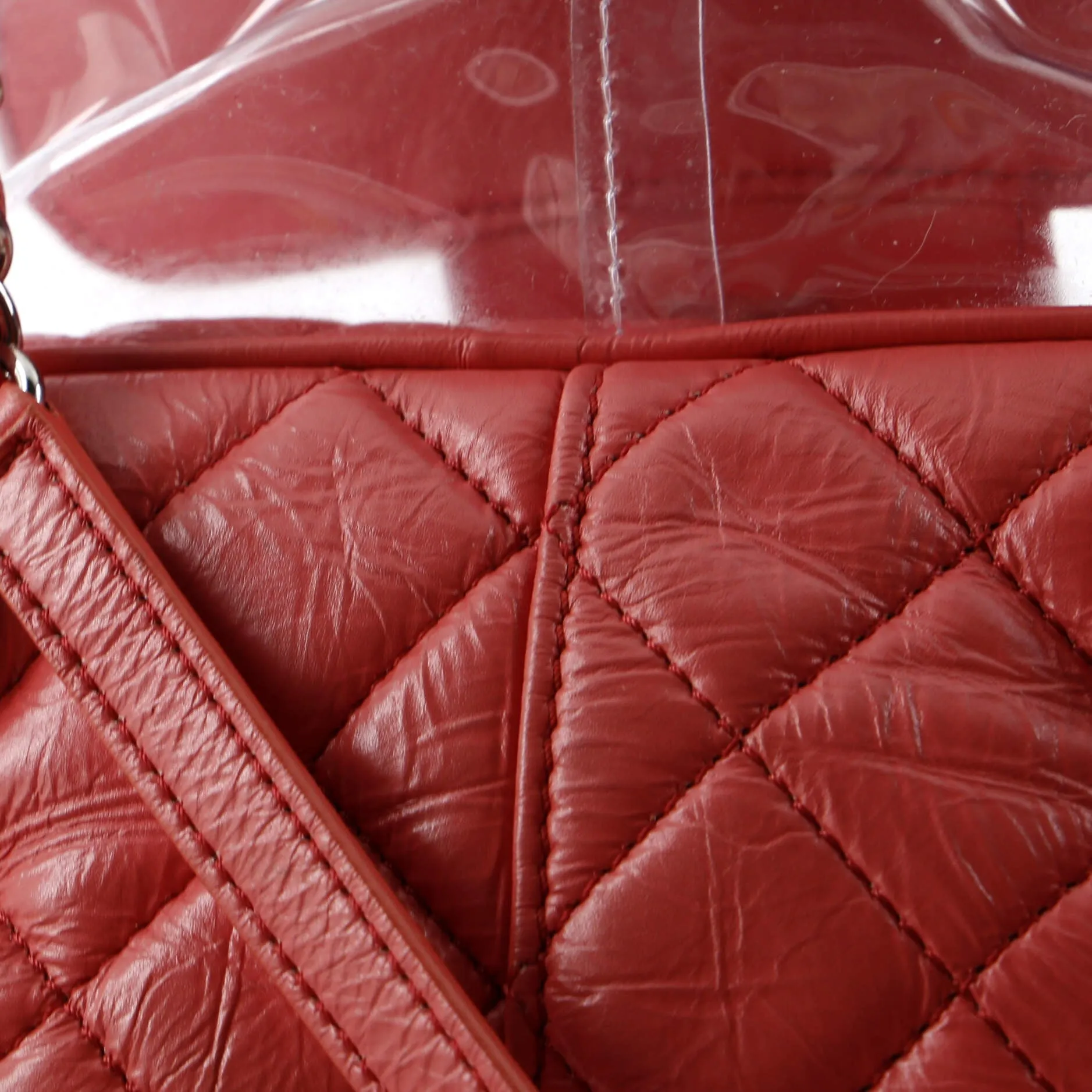 Zip Around Flap Backpack Quilted Crumpled Calfskin and PVC Small