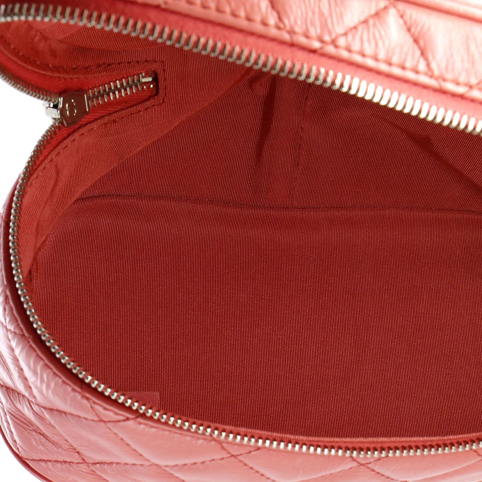 Zip Around Flap Backpack Quilted Crumpled Calfskin and PVC Small
