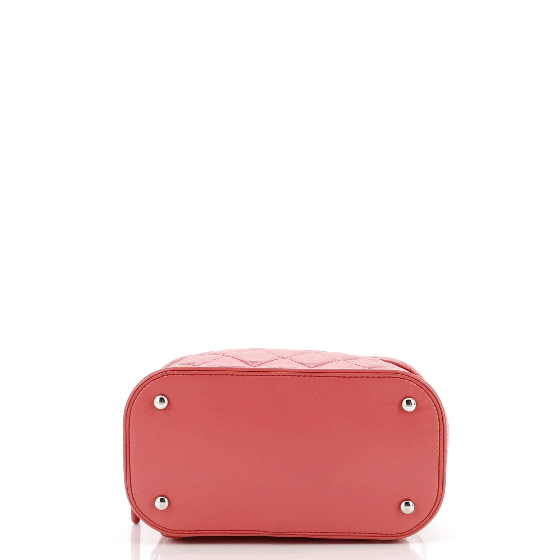 Zip Around Flap Backpack Quilted Crumpled Calfskin and PVC Small