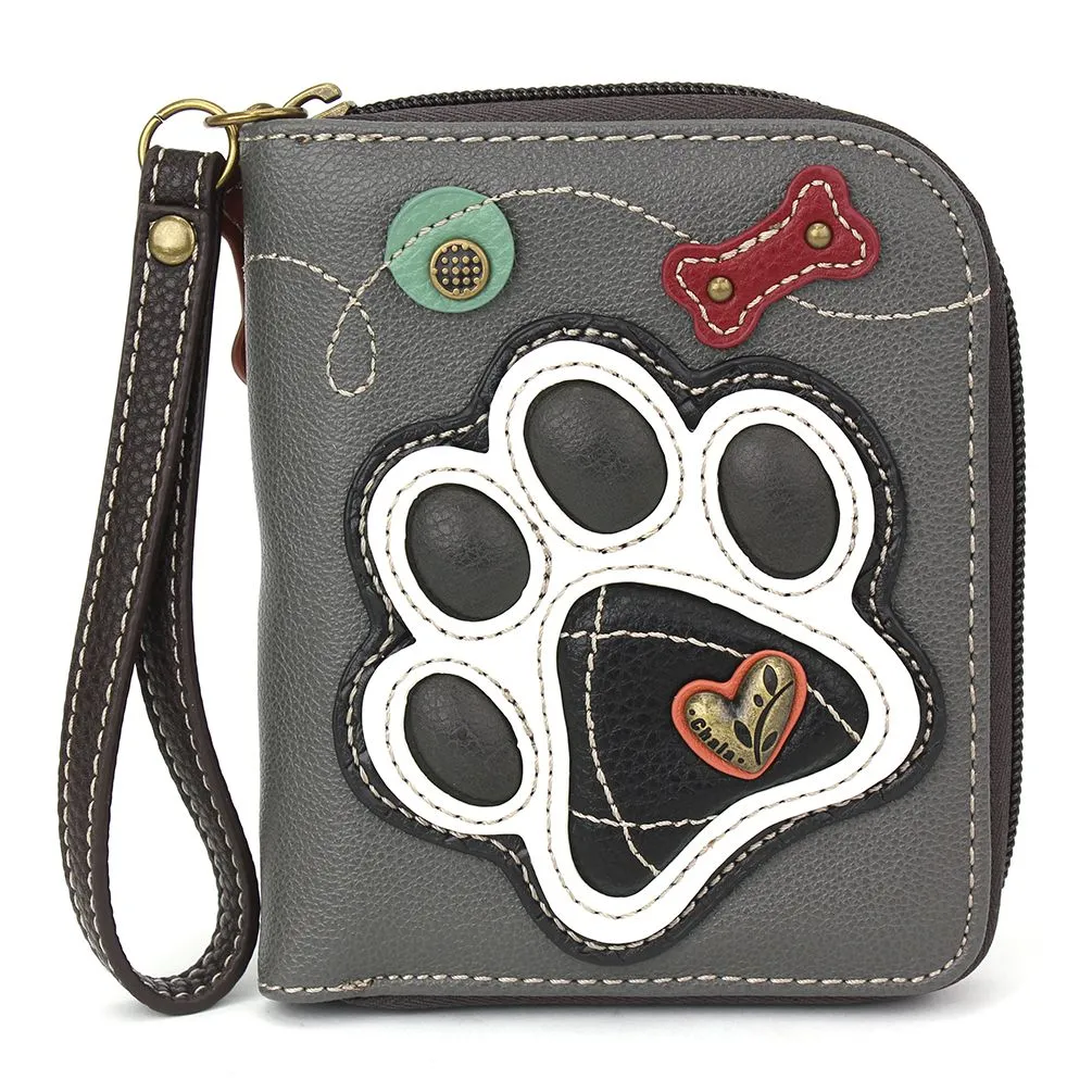 Zip Around Wallet - B&W Pawprint