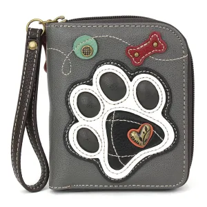 Zip Around Wallet - B&W Pawprint