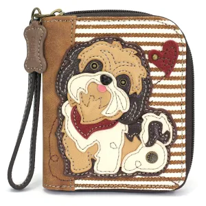 Zip Around Wallet - Brown Shih Tzu