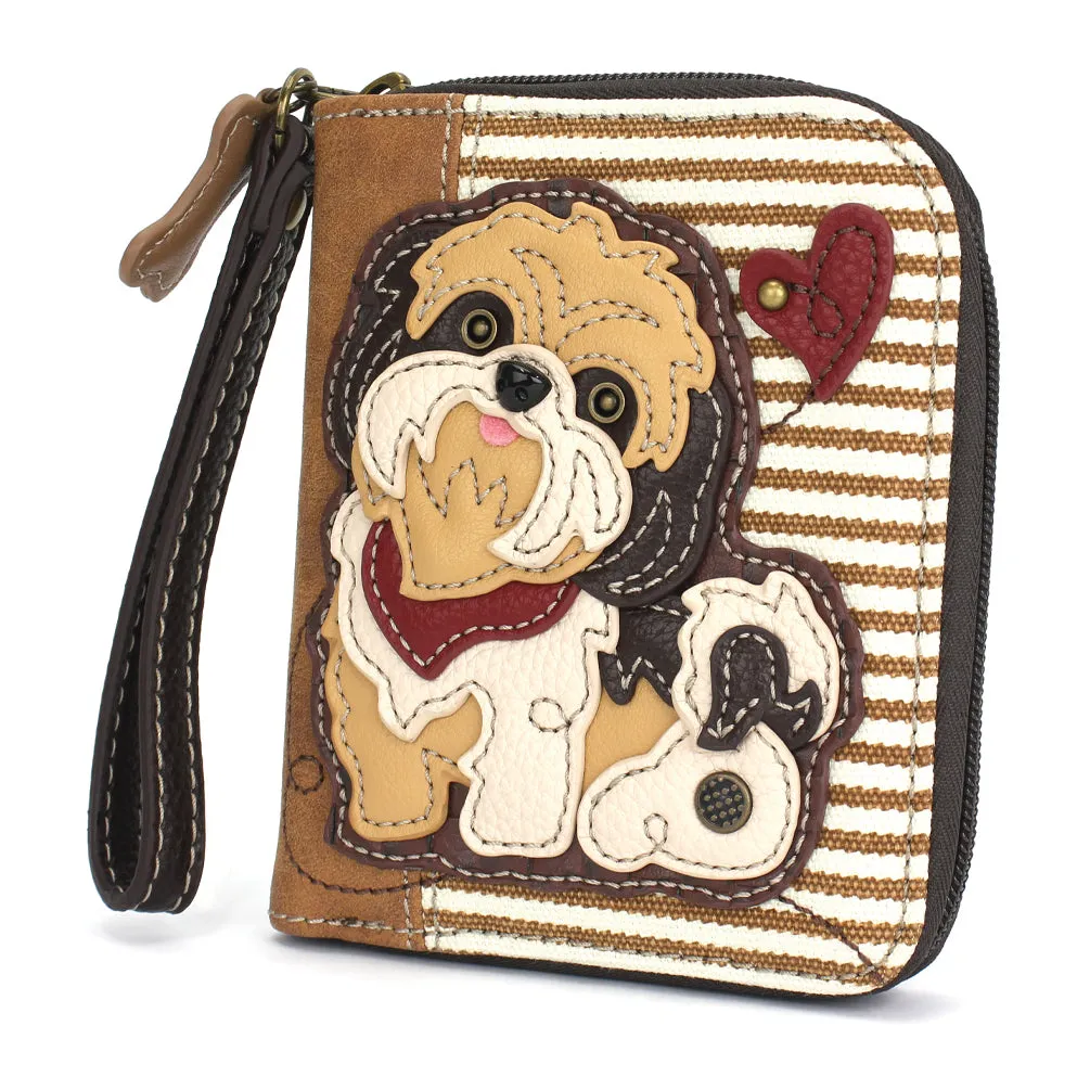 Zip Around Wallet - Brown Shih Tzu
