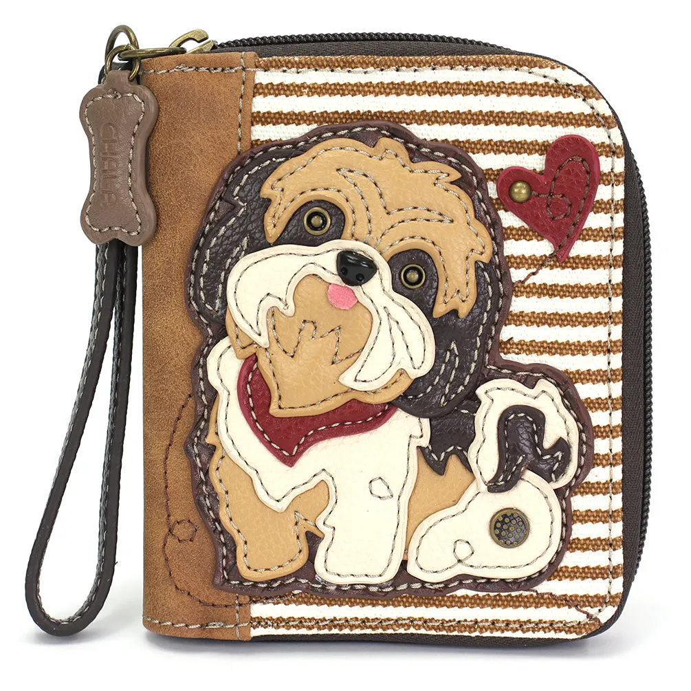 Zip Around Wallet - Brown Shih Tzu