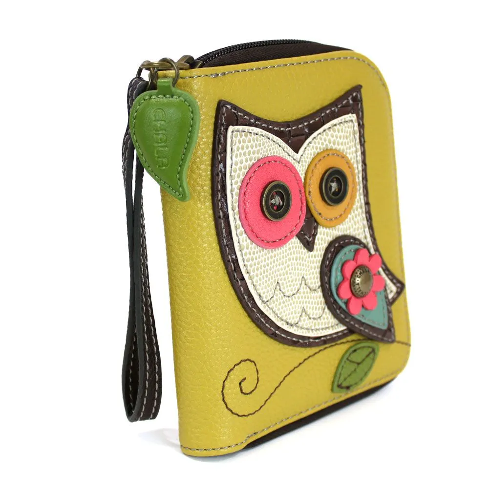 Zip Around Wallet - Owl II (Mustard)