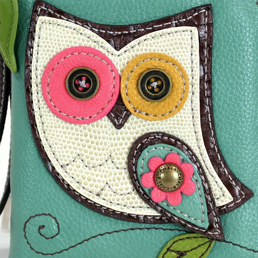 Zip Around Wallet - Owl II (Teal)