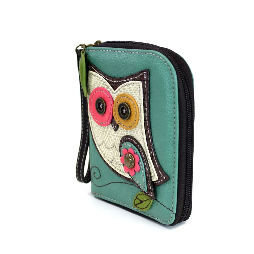Zip Around Wallet - Owl II (Teal)