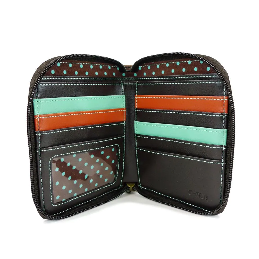 Zip Around Wallet - Owl II (Teal)