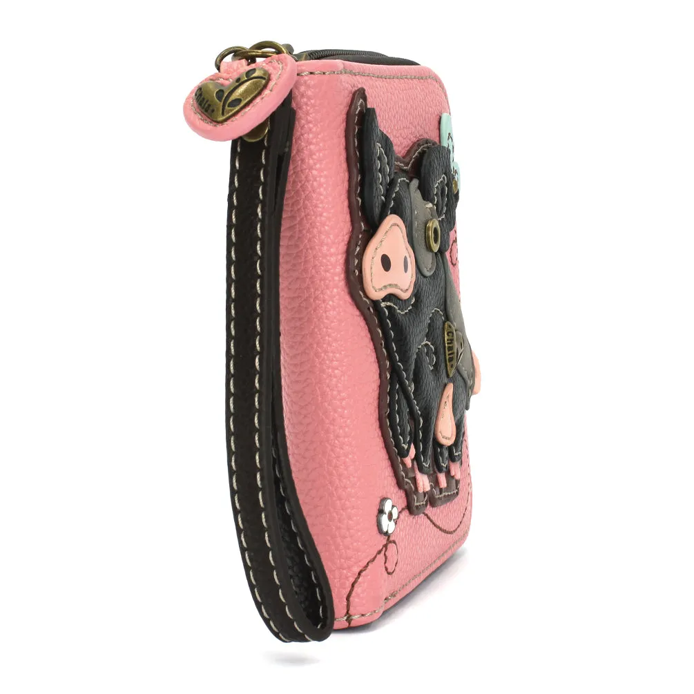 Zip Around Wallet - Spotted Black Pig