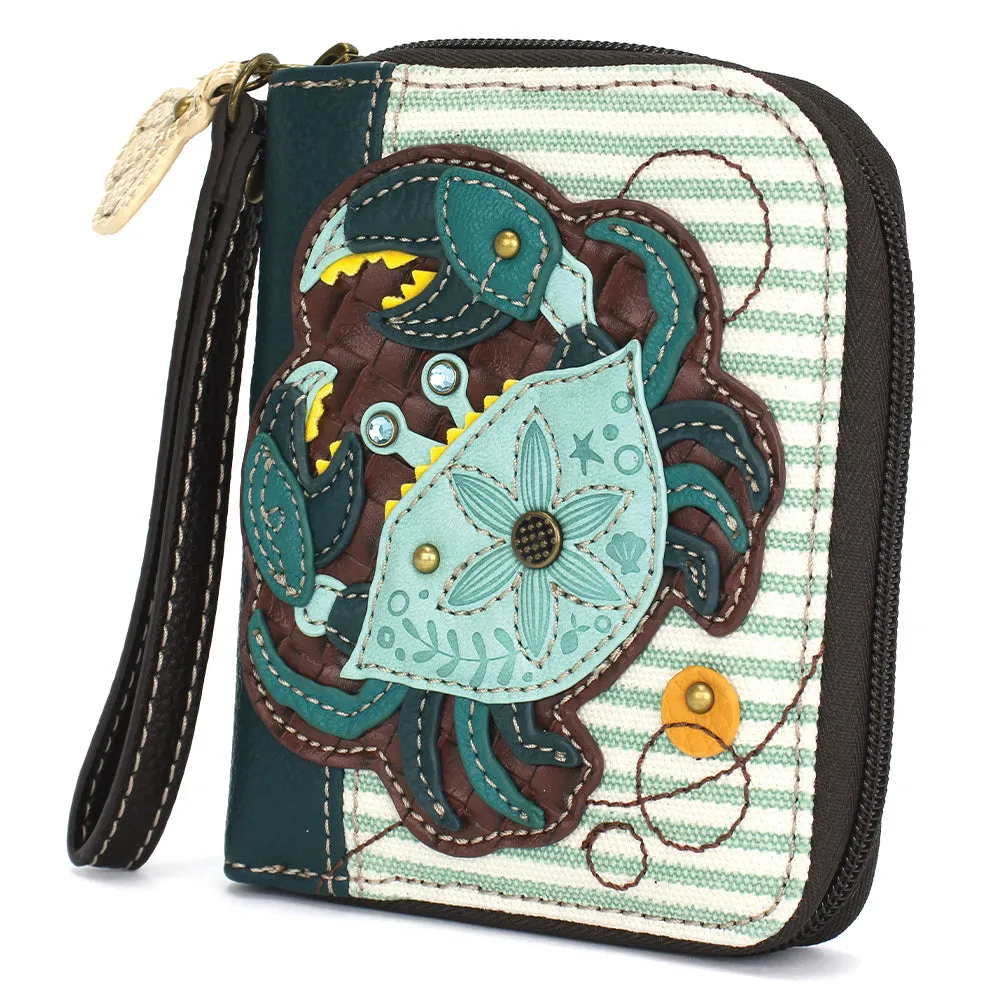 Zip Around Wallet - Teal Crab