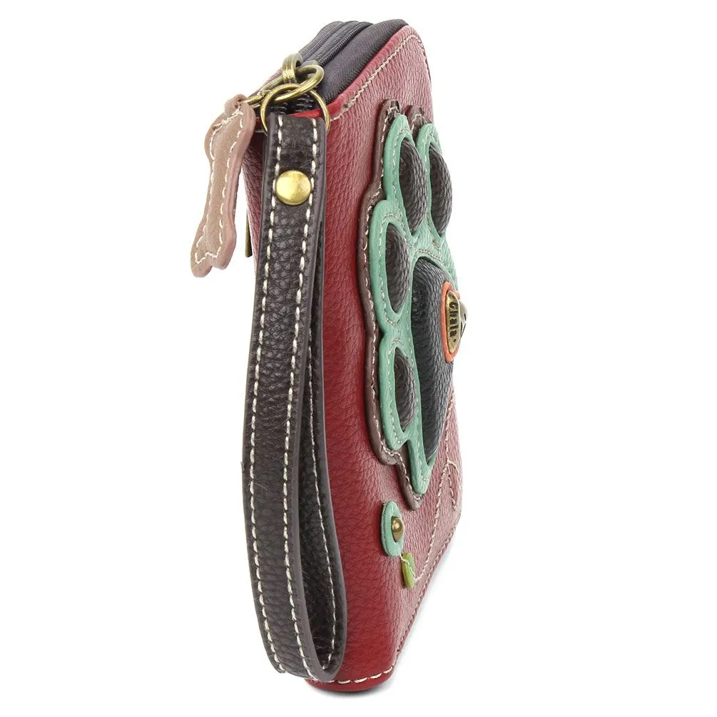 Zip Around Wallet - Teal Pawprint