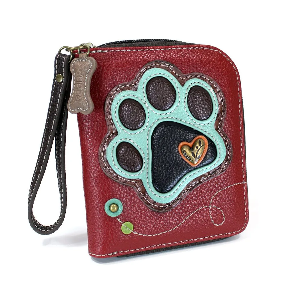 Zip Around Wallet - Teal Pawprint